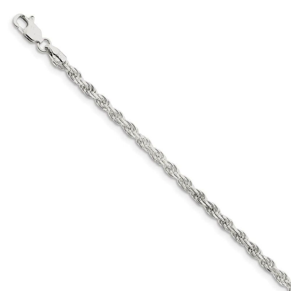 2.75mm Sterling Silver, Diamond Cut Rope Chain Necklace, 24 Inch